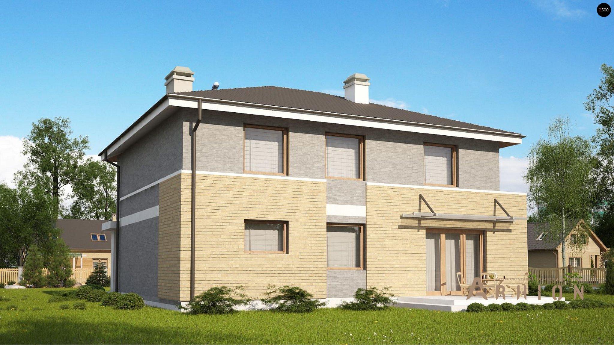 1. Проект двухэтажного дома в современном стиле с четырехскатной, Zx29 k, площадью - 199 кв c терассой, балконом, гаражом